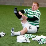 Celtic manager Neil Lennon takes part in a challenge for Red Nose Day 2013.jpg