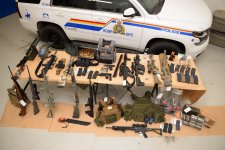 Cache of weapons at Coutts Alberta biorder .jpg
